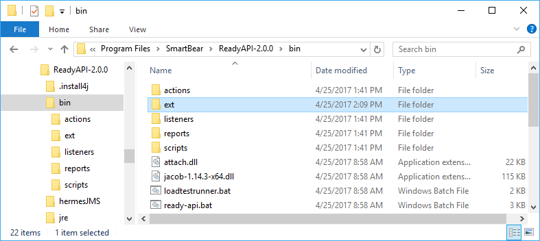 The bin directory of the ReadyAPI installation