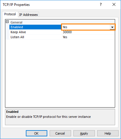 MS SQL Express: Enabling the TCP-IP protocol