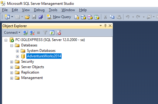 SQL Server Management Studio: Database added