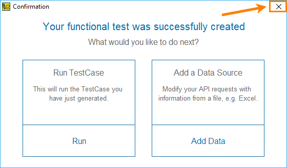 Functional API testing in ReadyAPI: The confirmation dialog