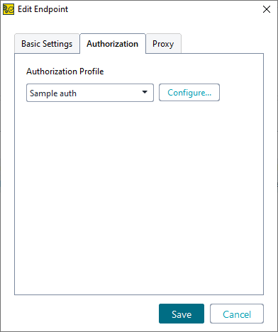 Environments in ReadyAPI: Authorization options in the Endpoints & Environments editor