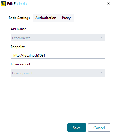 Environments in ReadyAPI: The endpoint options in the Endpoints & Environments editor