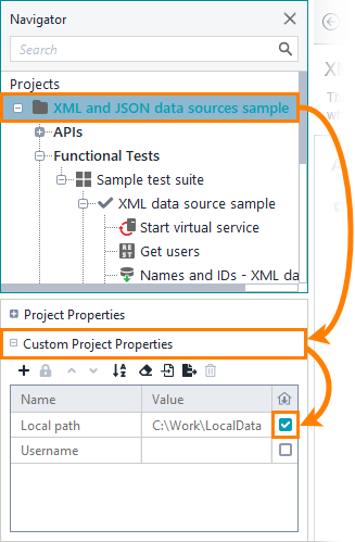 Custom project properties: Select properties to be excluded