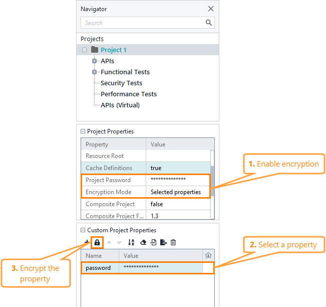 Custom project properties: Encrypt a property