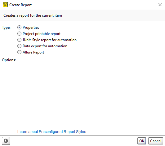 ReadyAPI: Selecting a custom report type