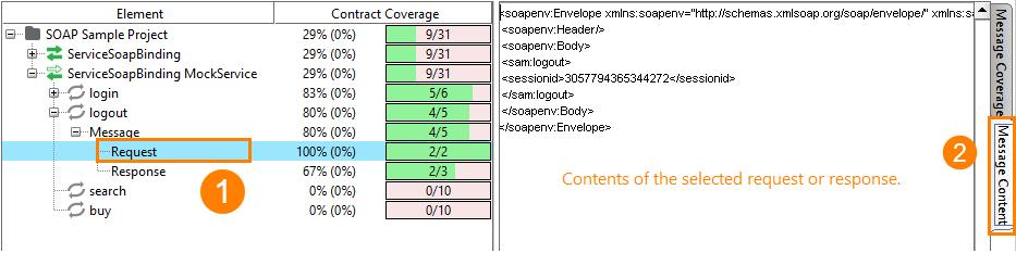 Coverage testing of virtual services: Viewing request and response contents