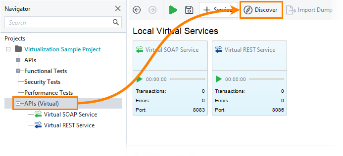 Service virtualization and API testing: The Discover Virtual Service command
