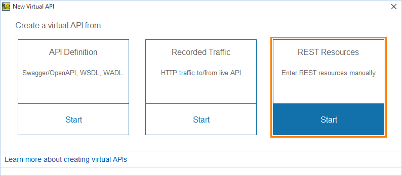 Service virtualization and API testing: Creating a new REST virtual API from resource URLs