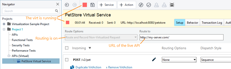 Service virtualization and API testing: Running virtual service for recording