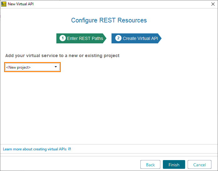 Service virtualization and API testing: Selecting a project for the new virtual service