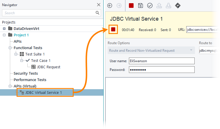 JDBC service virtualization and database testing: Stop the virtual service