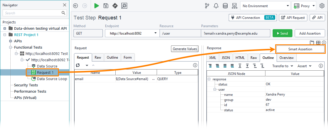 Functional API testing: Add Assertion button