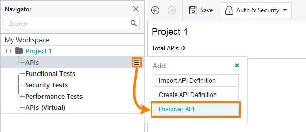 API testing: Discover API flyout menu