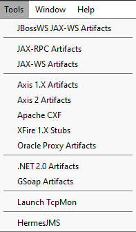 The Tools menu