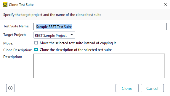 Clone Test Suite dialog