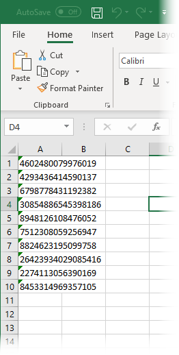 Resulting file Excel DataSink Example: Resulting file