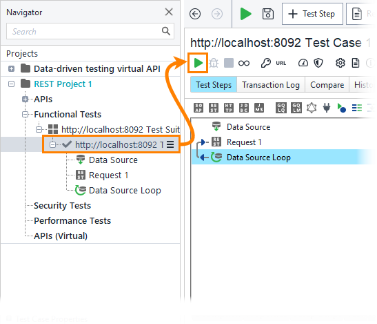 ReadyAPI: Running a test case ReadyAPI: Running the test case