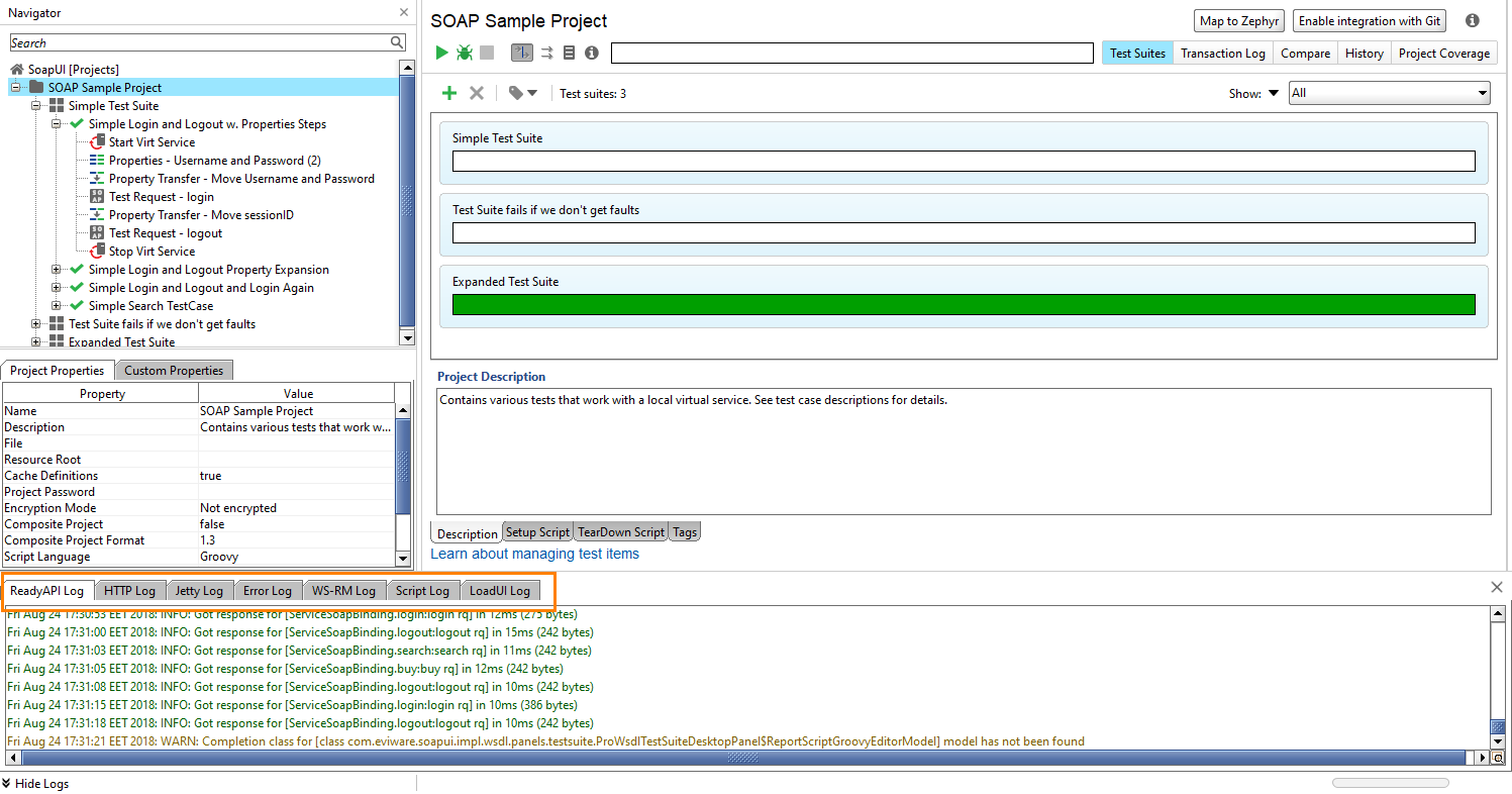 ReadyAPI Logs: Log location ReadyAPI Logs: Logs location