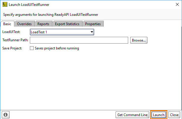 LoadUI TestRunner Dialog