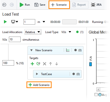 API load testing with ReadyAPI: Add New Scenario
