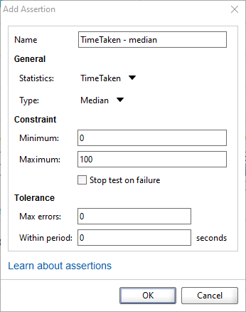 API load testing with ReadyAPI: Add Assertion Dialog
