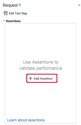 API load testing with ReadyAPI: Add Assertion