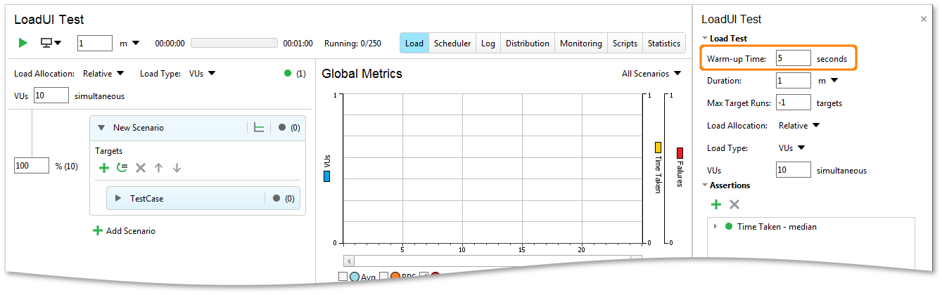 API load testing with ReadyAPI: Warm-up Time