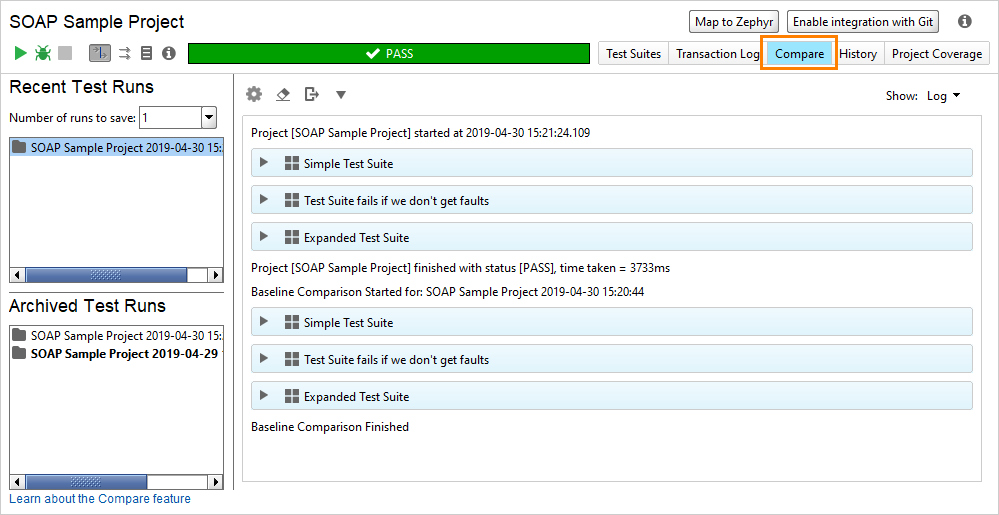 ReadyAPI: The Compare page in SoapUI