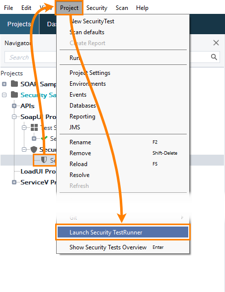 ReadyAPI: Launching the security test runner from the main menu