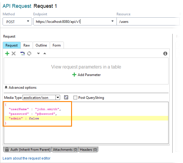 Specifying payload Adding users to TestEngine: Specifying payload