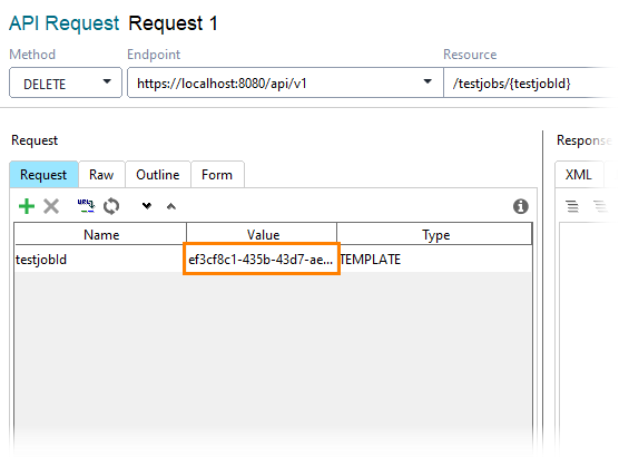 Cancel a test job: Enter a test job id
