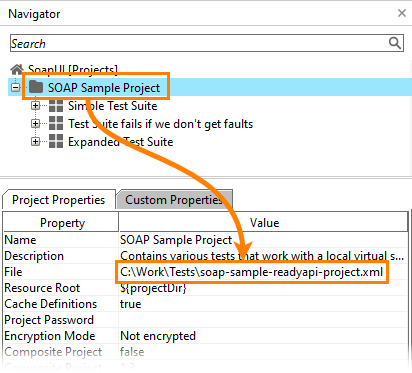 Testing in TestEngine: Path to the project file