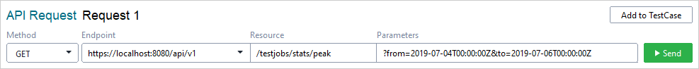 Sending a request Get peak TestEngine usage statistics: Send the request