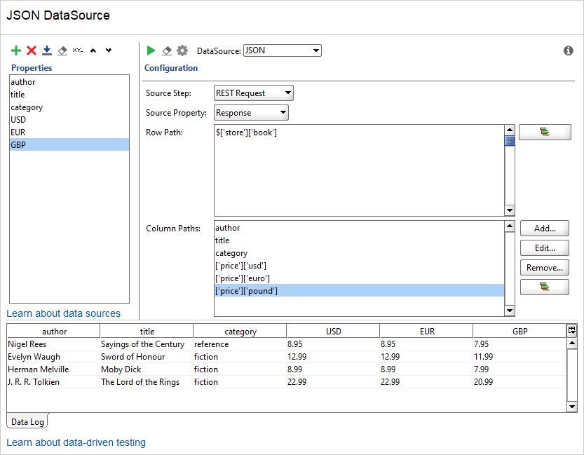 The JSON data source