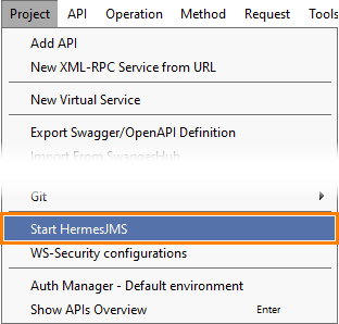The Start HermesJMS option in the Tools menu