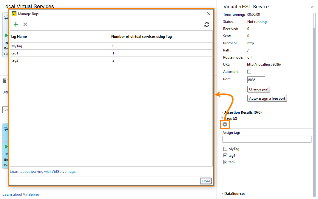 Tags manager Organizing VirtServer virtual services: Tags manager