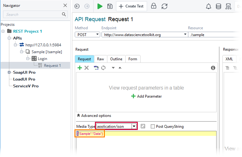ReadyAPI: Creating a request payload