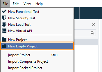 New Empty Project command