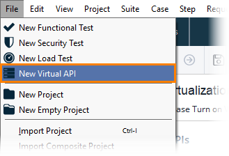 Service virtualization with ReadyAPI: Creating a new virtual API