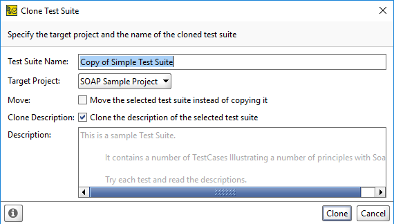 Clone TestSuite dialog