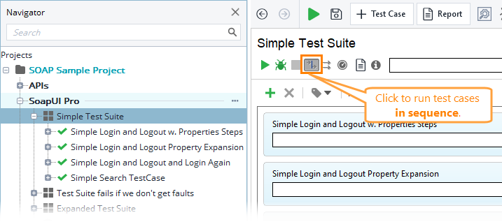 Run test cases in sequence