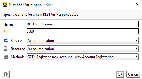 New VirtResponse Step dialog