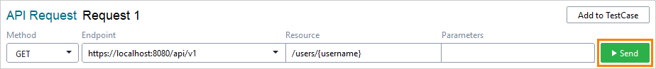 Selecting the request Managing TestEngine users via API: Selecting the PUT request