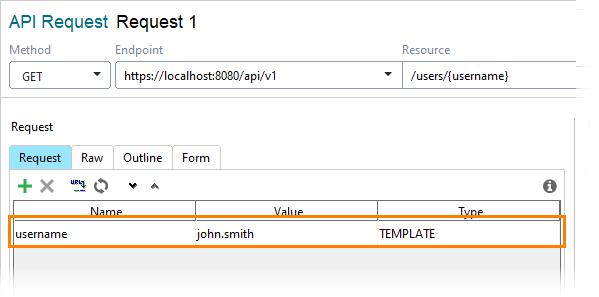 Selecting the request Managing TestEngine users via API: Selecting the GET request
