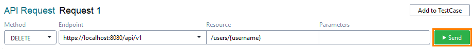 Select request to remove user Managing TestEngine users: Select request to remove user