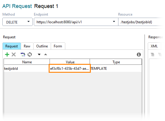 Cancel a test job: Enter a test job id