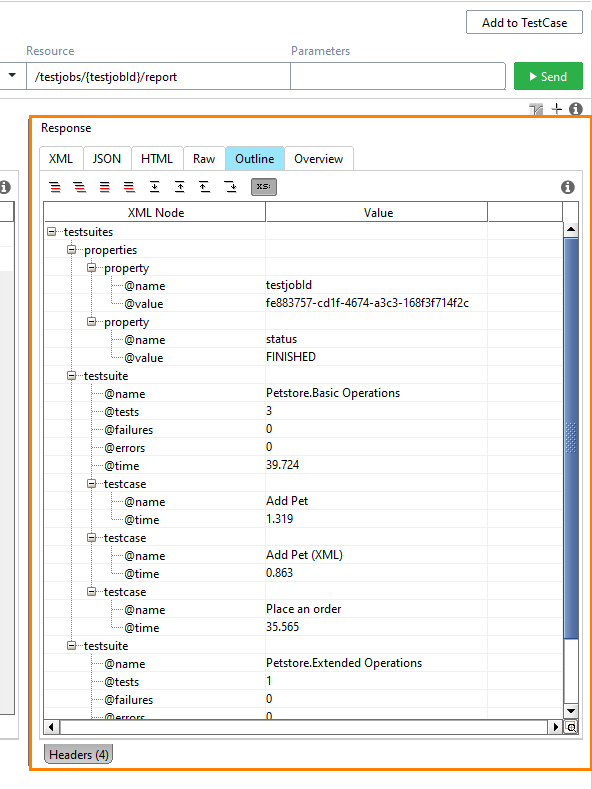 Get a report on a test job: View the report