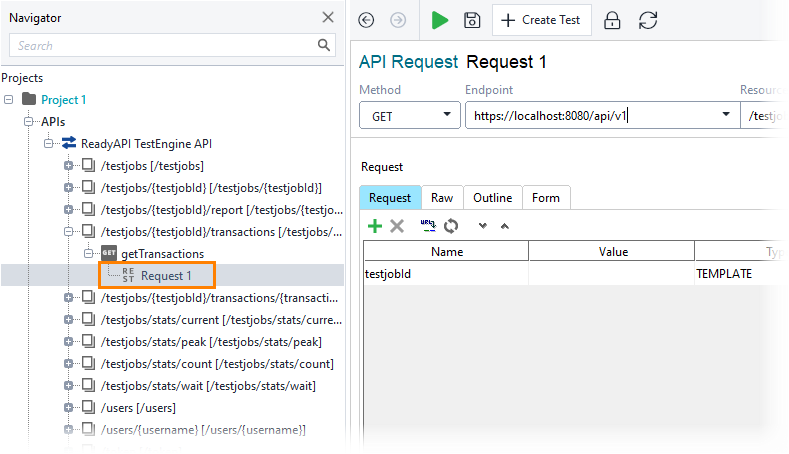 Select a request Get a full transaction report: Select a request