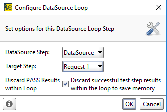 ReadyAPI: The Configure DataSourceLoop dialog