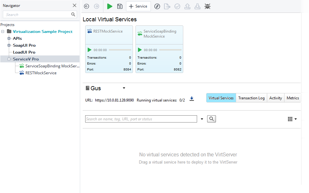 API testing with ReadyAPI: No virtual services on VirtServer so far